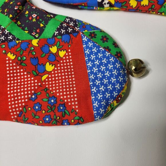 Vintage Patchwork Christmas Stocking Primitive Farmhouse Fringe Set of 2 - Picture 16 of 16